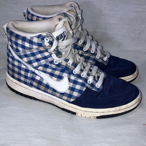 Nike youth size 5 1/2 - Kids high top Checkered Sneakers - Picture 1 of 16